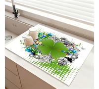 Chickwin Quick-Drying Mat, Diatomaceous Washable Sink Mat, Four-Leaf Clover Pattern Non-Slip Quick Absorbent Drainer for Kitchen Sink Coffee Machine Dish Rack Marble Worktop (Multicolor,60x60cm)