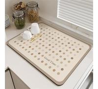 Chickwin Quick-Drying Mat, Simple Polka Dots Diatomaceous Washable Sink Mat, Non-Slip Quick Absorbent Drainer for Kitchen Sink Coffee Machine Dish Rack Marble Worktop (Khaki,40x60cm)