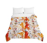 Chickwin Quilt Bed Throws Cotton Filling Single Double King Size, Lightweight Comforter with 3D Abstract Art -Reversible Bedroom Quilted Bedspreads Coverlets for All Season (200x230cm,Orange)