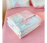 Chickwin Quilted Bedspread, 4.5 tog Microfibre Soft Warm Quilt Bedspread Reversible Bed Coverlet Bed Quilt Throw Single Double King Size, All Season/Easy Care (Flower B,200x230cm)