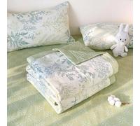 Chickwin Quilted Bedspread, 4.5 tog Microfibre Soft Warm Quilt Bedspread Reversible Bed Coverlet Bed Quilt Throw Single Double King Size, All Season/Easy Care (Plant Flower B,180x200cm)