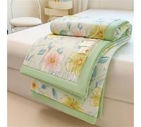 Chickwin Quilted Bedspread Cotton Single Double King Size, Elegant Flowers Lightweight Reversible Coverlets Comforter Easy Care Sofa Blanket Throw for All Season (Green,200x230cm)