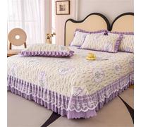 Chickwin Quilted Bedspread, Lace Edge Design Quilted Bedspreads Bed Throw Embossed Quilt Bedspread Soft Microfiber Over Large Patchwork Quilts Bed Cover Blanket (Purple Lavender,260x260cm)