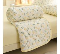 Chickwin Quilted Bedspread, Microfibre Soft Warm Quilt Bedspread Reversible Bed Coverlet Bed Quilt Throw Single Double King Size, Bedroom Decor/All Season (Yellow Tulip Flower A,200x230cm)