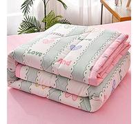 Chickwin Quilted Bedspread Single Double King Size, Simple Floral Printed Coverlets Lightweight Microfiber Comforter Easy Care Sofa Blanket Throw for All Season (200x230cm,Sweet Love)