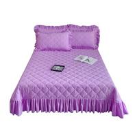 Chickwin Quilted Bedspread, Solid Color Quilted Bedspreads Bed Throw Embossed Quilt Bedspread Soft Microfiber Over Large Patchwork Quilts Bed Cover Blanket Easy Care (Purple,260x245cm)