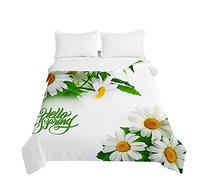 Chickwin Quilted Bedspreads, 3D Daisy Print Coverlets Microfiber Embossed Coverlets Autumn Winter Quilt Bed Throw for Single Double King & Super King Size (Daisy,230x280cm)