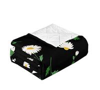 Chickwin Quilted Bedspreads, 3D Floral Flowers Print Coverlets Microfiber Embossed Coverlets Autumn Winter Quilt Bed Throw for Single Double King & Super King Size (White Daisies,230x280cm)