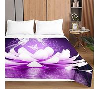 Chickwin Quilted Bedspreads, 3D Flowers Print Coverlets Microfiber Embossed Coverlets Autumn Winter Quilt Bed Throw for Single Double King & Super King Size (150x200cm,Lotus Flower)