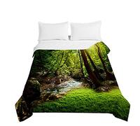 Chickwin Quilted Bedspreads, 3D Forest Print Coverlets Microfiber Embossed Coverlets Autumn Winter Quilt Bed Throw for Single Double King & Super King Size (Stream,150x200cm)