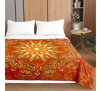 Chickwin Quilted Bedspreads Mandala Bedspread, 3D Bedspreads King Double Single Size, Cotton Lightweight Comforter Modern Bedspreads Coverlets (230x260cm,orange)
