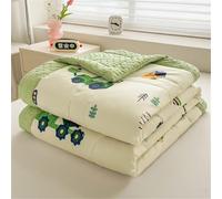 Chickwin Quilted Bedspreads Single Double King, Children Cartoon Animal Reversible Lightweight Microfiber Coverlets Comforter Easy Care Sofa Blanket Throw for All Season (Excavator,150x200cm)