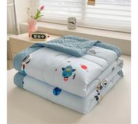 Chickwin Quilted Bedspreads Single Double King, Children Cartoon Animal Reversible Lightweight Microfiber Coverlets Comforter Easy Care Sofa Blanket Throw for All Season (Rocket,150x200cm)