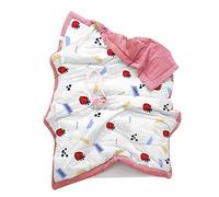 Chickwin Quilted Throw Baby Kids Bedspread Coverlets, Reversible Cartoon Cotton Filling Lightweight Microfiber Comforter Easy Care Sofa Blanket Throw for Couch Sofa (Pink Summer,120x150cm)