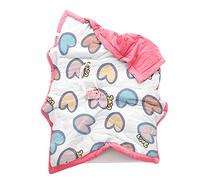 Chickwin Quilted Throw Baby Kids Bedspread Coverlets, Reversible Cartoon Cotton Filling Lightweight Microfiber Comforter Easy Care Sofa Blanket Throw for Couch Sofa (Pink Heart,120x150cm)