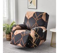 Chickwin Recliner Chair Cover 1/2/3 Seater, Marble Pattern Elastic Recliner Sofa Covers with Pockets, for Armchair Electric Chair, Living Room Furniture Protector Pets (Anthracite,Single Seat)