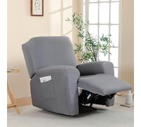Chickwin Recliner Chair Cover 1 Seater, Elastic Recliner Sofa Covers with Pockets, for Armchair Electric Chair, Living Room Furniture Protector Pets (Light Gray,Single Seat)