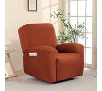Chickwin Recliner Chair Cover 1 Seater, Elastic Recliner Sofa Covers with Pockets, for Armchair Electric Chair, Living Room Furniture Protector Pets (Rust,Single Seat)