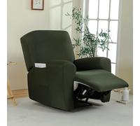 Chickwin Recliner Chair Cover 1 Seater, Elastic Recliner Sofa Covers with Pockets, for Armchair Electric Chair, Living Room Furniture Protector Pets (Olive Green,Single Seat)