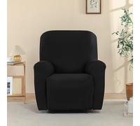 Chickwin Recliner Chair Cover 1 Seater, Elastic Recliner Sofa Covers with Pockets, for Armchair Electric Chair, Living Room Furniture Protector Pets (Black,Single Seat)