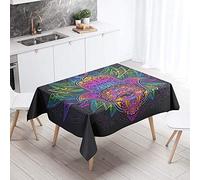 Chickwin Rectangle Tablecloth, Nordic Style Modern Home Decoration Stain Resistant Dust-proof Waterproof Reusable Colourful Table Cover for Party Dining Tables Purple Mandala Print (100x140cm,D)