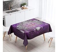 Chickwin Rectangle Tablecloth, Nordic Style Modern Home Decoration Stain Resistant Dust-proof Waterproof Reusable Colourful Table Cover for Party Dining Tables Purple Mandala Print (90x90cm,F)