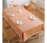 Chickwin Rectangular Cotton and Linen Tablecloths Wipeable Oilcloth Waterproof Wear-resistant Table Cover Protector for Home Kitchen, Party, Picnic, Indoor & Outdoor (Orange (Lace),120x170cm)