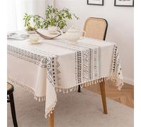 Chickwin Rectangular Cotton Linen Tablecloths Wipeable Oilcloth Waterproof Wear-resistant Table Cover Protector for Home Kitchen, Party, Picnic, Indoor & Outdoor (Geometry D,90x140cm)