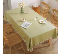 Chickwin Rectangular Cotton Linen Tablecloths Wipeable Oilcloth Waterproof Wear-resistant Table Cover Protector for Home Kitchen, Party, Picnic, Indoor & Outdoor (Fruit Green (tassel),110x160cm)
