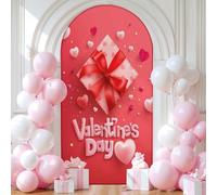 Chickwin Romance Valentine's Day Arch Cover Backdrop (Coral,6.6FT)