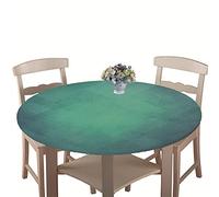 Chickwin Round Fitted Tablecloth Elastic Edged, 3D Modern Solid Color Gradient Tablecloth Waterproof Wipe Clean Table Cover, Kitchen Outdoor Family Gathering (Green,120cm)
