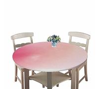 Chickwin Round Fitted Tablecloth Waterproof Dust-Proof Wipe Clean Solid Color Multicolor Table Cover Elastic Edged, Table Protector for Kitchen Patio Dining Room (pink,90cm)