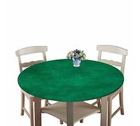 Chickwin Round Fitted Tablecloth Waterproof Dust-Proof Wipe Clean Solid Color Multicolor Table Cover Elastic Edged, Table Protector for Kitchen Patio Dining Room (dark green,120cm)