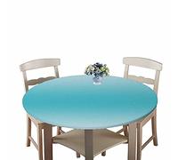 Chickwin Round Fitted Tablecloth Waterproof Dust-Proof Wipe Clean Solid Color Multicolor Table Cover Elastic Edged, Table Protector for Kitchen Patio Dining Room (blue,120cm)