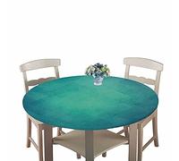 Chickwin Round Fitted Tablecloth Waterproof Dust-Proof Wipe Clean Solid Color Multicolor Table Cover Elastic Edged, Table Protector for Kitchen Patio Dining Room (green,90cm)