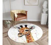 Chickwin Round Fluffy Soft Area Rug, Giraffe Pattern Anti Slip Rugs for Living Room, Circle Carpet Rug Large Area Mat for Bedroom Kitchen Floor Decorative (Watercolor,Diameter 80cm)