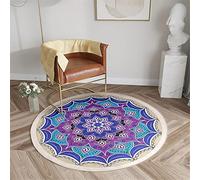 Chickwin Round Fluffy Soft Area Rug, Mandala Style Anti Slip Rugs for Living Room, Circle Carpet Rug Large Area Mat for Indoor Bedroom Kitchen Floor Decorative (Diameter 60cm,Royal Blue)