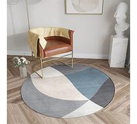Chickwin Round Rugs for Living Room, Simple Style Circle Rugs Fluffy Soft Anti Slip Carpet Rug Large Area Mat for Indoor Bedroom Garden Patio Decorative (Diameter 100cm,Geometric Style)