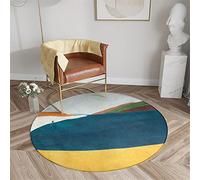 Chickwin Round Rugs for Living Room, Simple Style Circle Rugs Fluffy Soft Anti Slip Carpet Rug Large Area Mat for Indoor Bedroom Garden Patio Decorative (Diameter 120cm,Ocean)