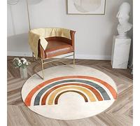 Chickwin Round Rugs for Living Room, Simple Style Circle Rugs Fluffy Soft Anti Slip Carpet Rug Large Area Mat for Indoor Bedroom Garden Patio Decorative (Diameter 80cm,Rainbow)