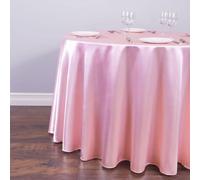 Chickwin Round Satin Tablecloth, Solid Color Silk Table Cover, Washable Smooth Fabric Table Cloths for Indoor Outdoor Weddings Hotel Restaurant Banquet Table Decoration (Pink,102in)