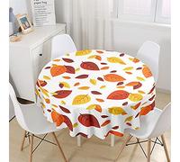 Chickwin Round Tablecloth Waterproof Dust-Proof Table Cloth, 3D Autumn Leaves Printed Polyester Tablecloths Round Tabletop Decor for Kitchen Garden Outdoor (Fallen Leaves,150cm)