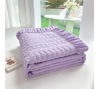 Chickwin Ruffle Design Microfiber Quilted Bedspread, Solid Color Quilt Bedspreads Quilt Bed Throw Bed Coverlets Soft Bedpreads Lightweight for Bedroom Decor, All Season (150x200cm,Purple)