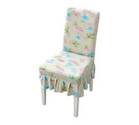 Chickwin Ruffled Skirt Chair Covers, Flowers Print Dining Chair Covers Set of 1 2 4 6 8, Wedding Chair Covers Universal Fitted Chair Slipcovers Chair Protective Cover (1 Pieces,Green Leaves)