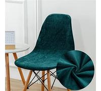 Chickwin Scandinavian Dining Chair Covers, Thicken Velvet Solid color Stretch Shell Chair Covers Washable Removable Chair Slipcovers for Kitchen Dining Room Party Hotel (dark green,6 PCS)