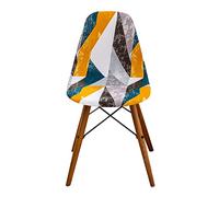 Chickwin Shell Dining Chair Cover, Geometric Style Scandinavian Dining Chair Covers/Chair Slipcovers Set of 1 2 4 6, Stretch Chair Protector for Round Back Chair (4 Pieces,Yellow)