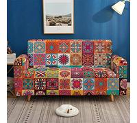 Chickwin-Shop Stretch Sofa Covers 1 Seater Single Sofa Slipcovers Dog Cat Pet Friendly Non Slip Soft 1-piece Yellow Mandala Armchair Couch Covers Washable Loveseat Protector Cover