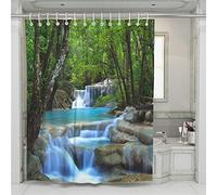 Chickwin Shower Curtain for Bathroom with 12 Hooks, 3D Digital Creative Green Nature Forest Printing Pattern Washable Waterproof Polyester Fabric Decor Bath Curtain (180x200cm,Forest)