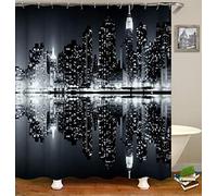 Chickwin Shower Curtain Waterproof Mold Proof 3D Pattern Bath Curtains, Polyester Anti-Mould Decorative Shower Curtains with 12 Hooks Machine Washable (New York,180x180cm)