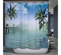Chickwin Shower Curtain with Hooks, Natural Scenery Waterproof Mold-proof Shower Liner Polyester Dry Quickly for Bathroom Decorative Curtains 3D Creative Printing (Lake Scenery,180x180cm)